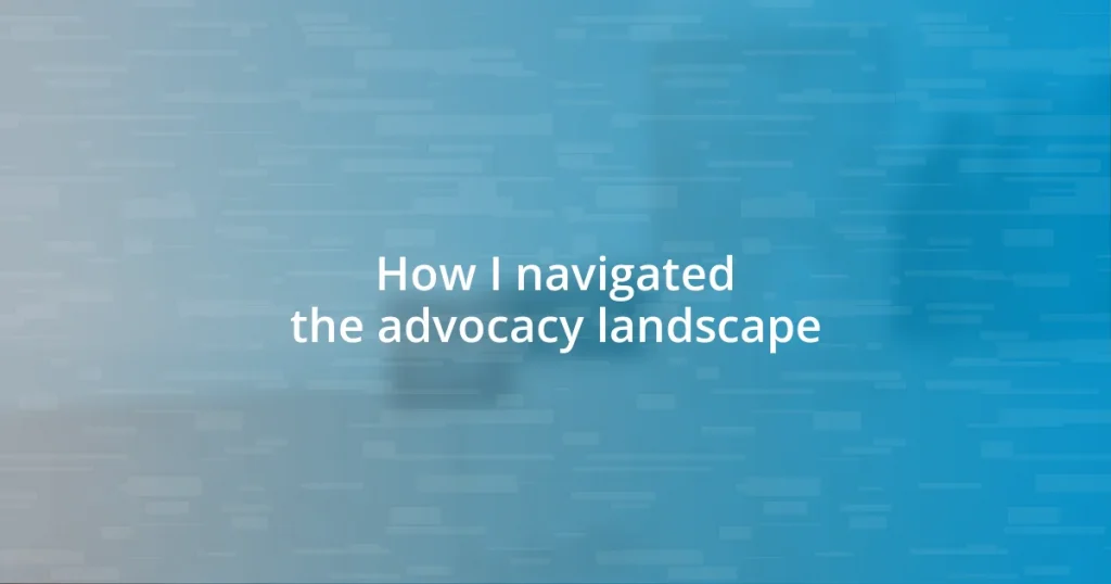 How I navigated the advocacy landscape