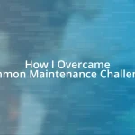 How I Overcame Common Maintenance Challenges