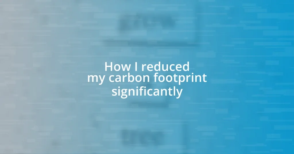 How I reduced my carbon footprint significantly