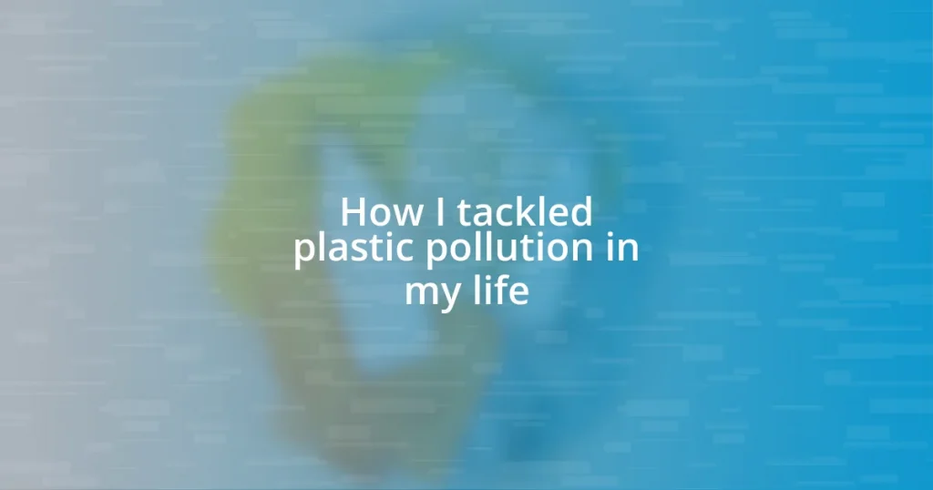 How I tackled plastic pollution in my life