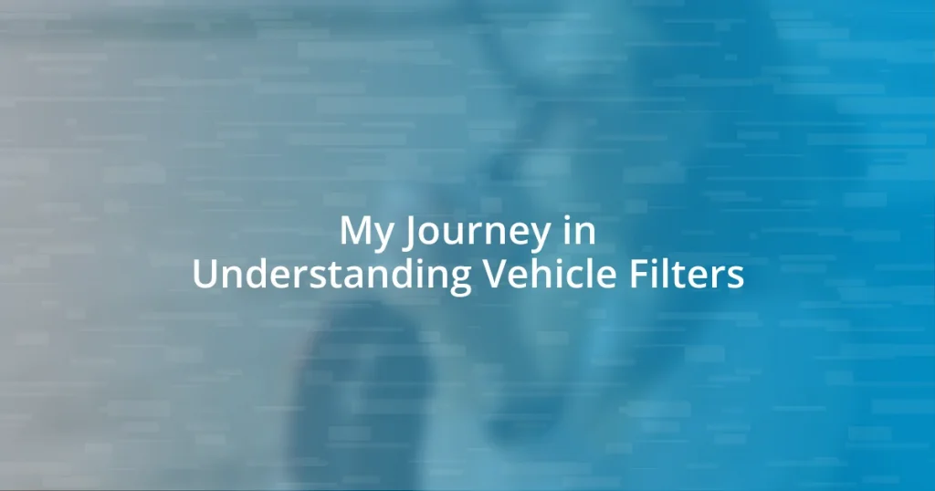 My Journey in Understanding Vehicle Filters