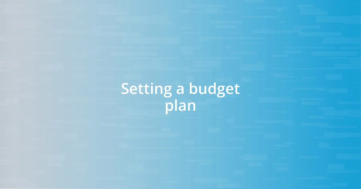 Setting a budget plan