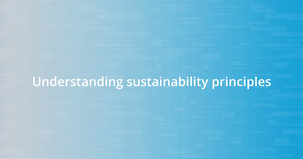 Understanding sustainability principles