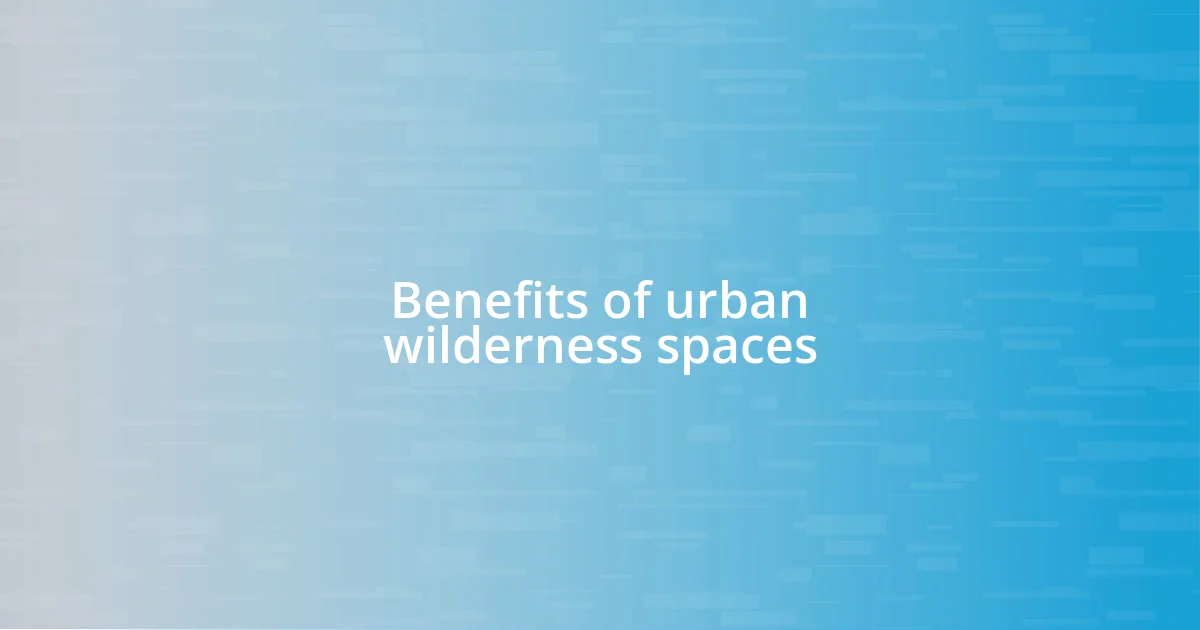 Benefits of urban wilderness spaces